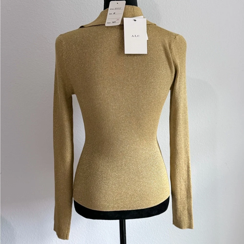 A.L.C. metallic ribbed collared top - Picture 5 of 8